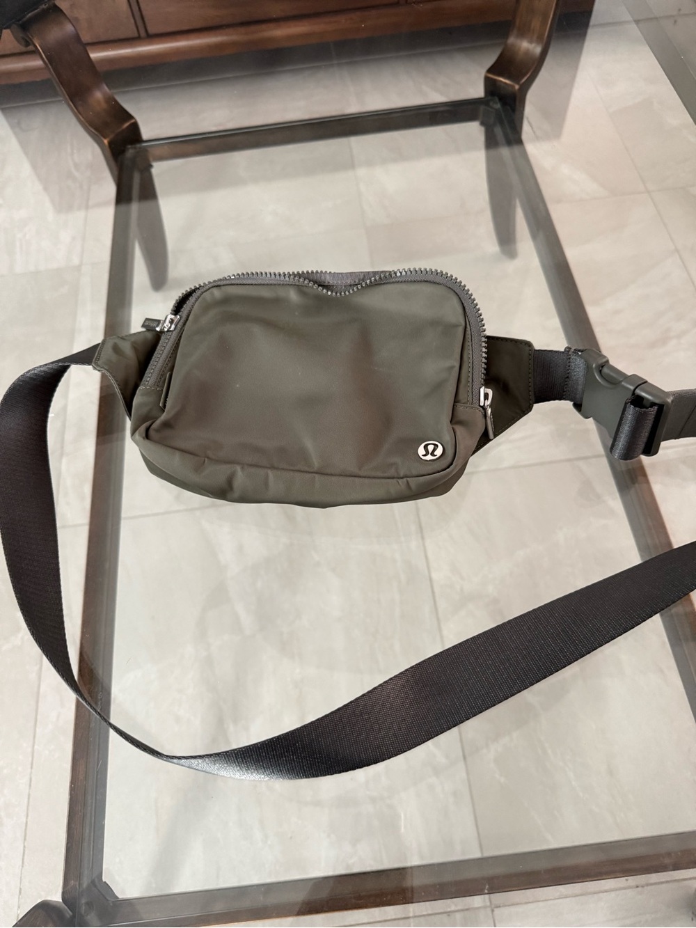 lululemon athletica Olive Green Waist Bag with Black Strap